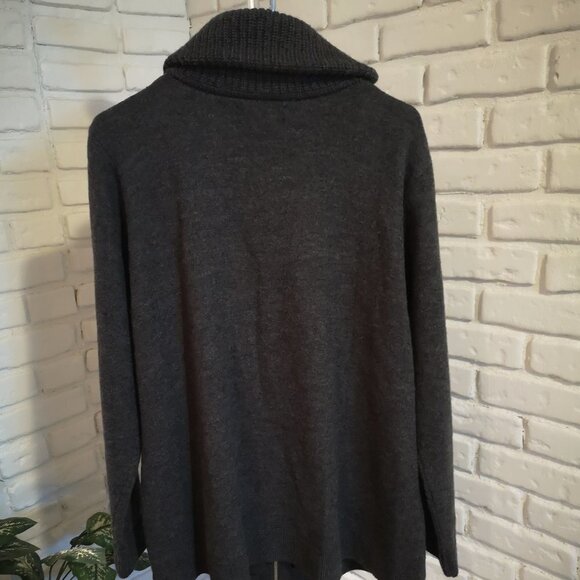 Jones New York Signature Woman Ladies Size 1X Dark Grey Wool Full Zip Cardigan - Picture 2 of 11